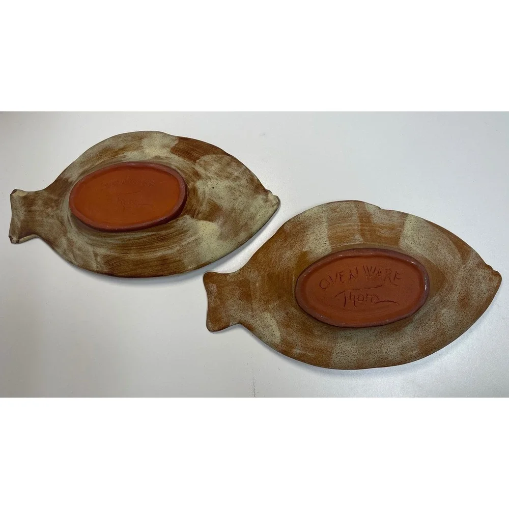 VTG Ovenware by Thora Terracotta Fish Baking Dishes Pottery Stoneware Set of 2